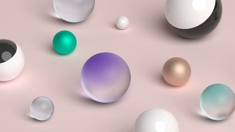 Seamless abstract motion of geometric shapes. Computer generated loop animation with spheres. Modern background design for poster, cover, branding, banner. 3d rendering 4k UHD Stock Video