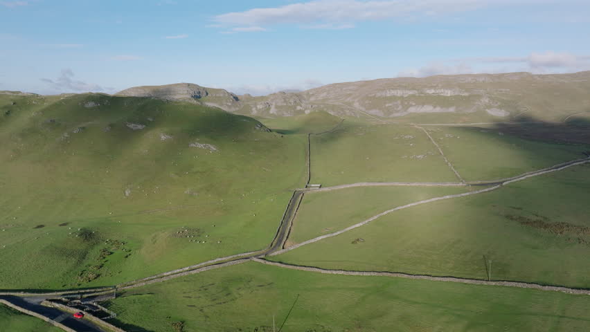 Establishing Drone Shot of Warrendale Knotts Yorkshire Dales Landscape