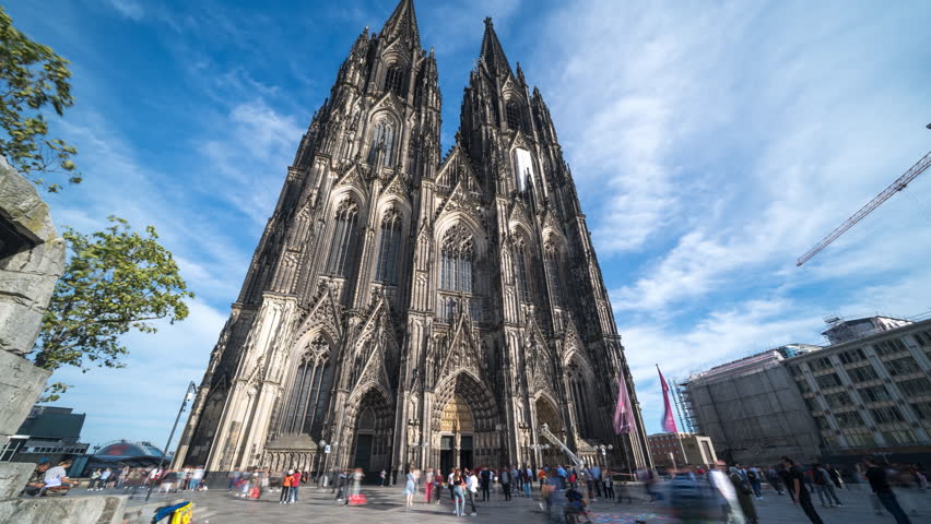 Cologne cathedral (dome) germany city time lapse hyperlapse footage of city cologne germany old town in front of church.