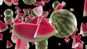 Burst of Watermelon and Watermelon Slices in Black Background - Powered by Shutterstock - Get 15% off with code: PIKWIZARD15