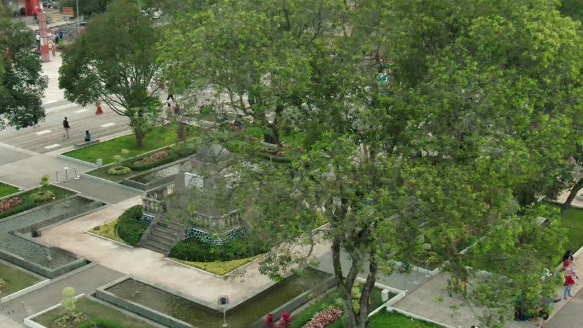 Aerial footage of the Lingga monument and the crowds of Sumedang Square, West Java, Indonesia 4K Drone | Alun-alun Sumedang Jawa Barat