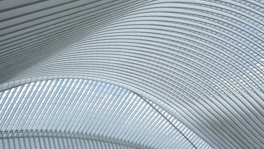 Railway station modern architecture Liege-Guillemins, Belgium, Time Lapse