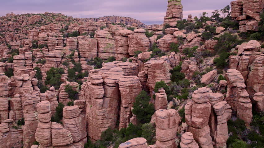 Aerial drone footage flying over the breath taking Chiricahua National Monument
