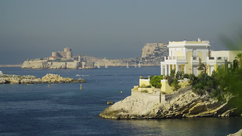 Marseille landscape of the city center, its port, its beaches on the coast in Provence