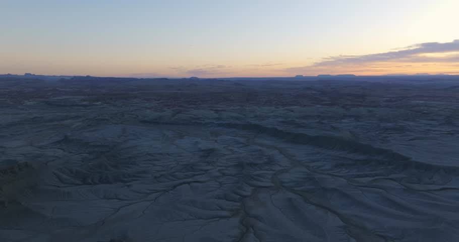 Moonscape Overlook or Skyline View at twilight, Utah in USA. Aerial drone and sky for copy space