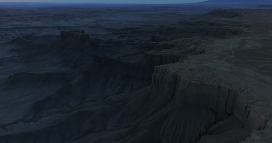 Moonscape Overlook or Skyline View at sunset, Utah in USA. Aerial drone pov