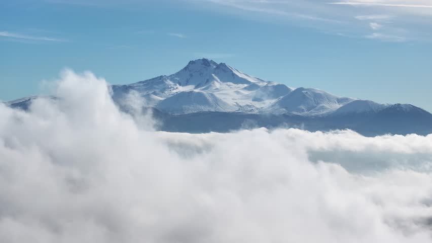 Erciyes Mountain Summit in the Fog Drone Video, Erciyes Mountain Kayseri, Turkiye (Turkey)