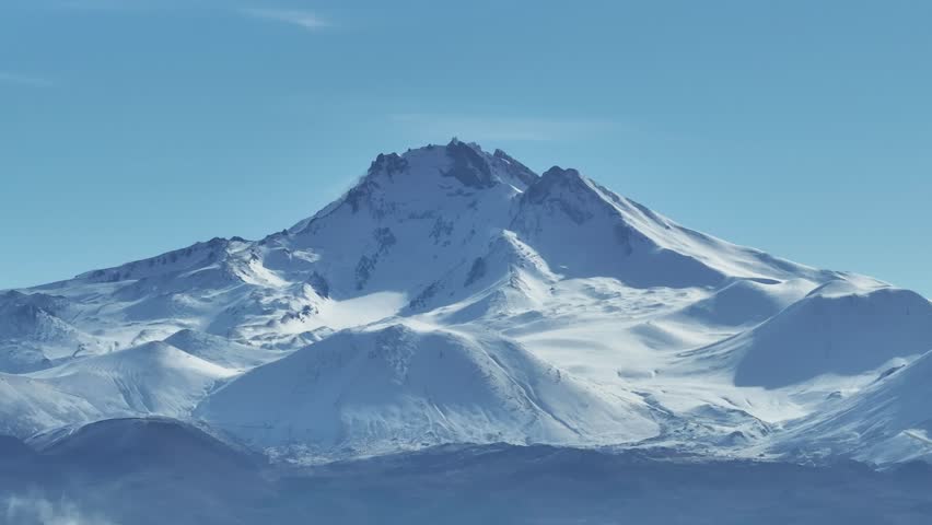 Erciyes Mountain Summit in the Fog Drone Video, Erciyes Mountain Kayseri, Turkiye (Turkey)