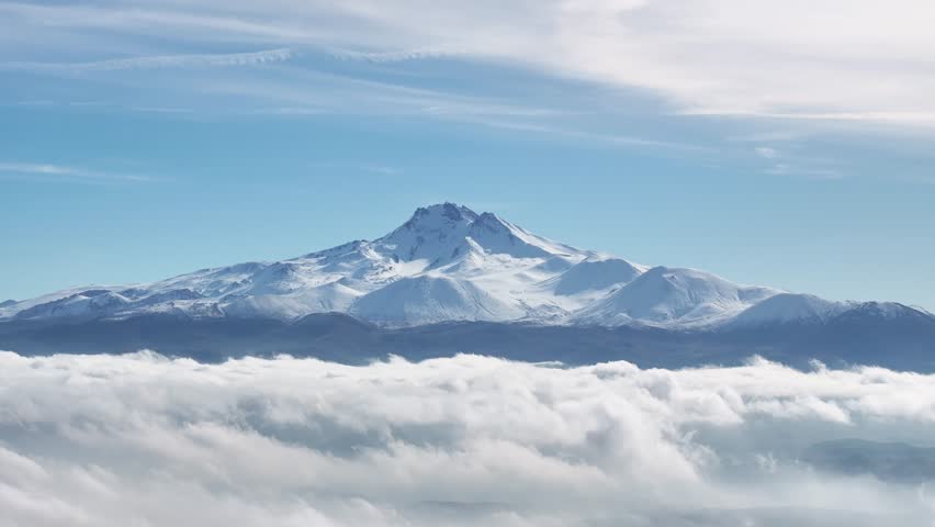 Erciyes Mountain Summit in the Fog Drone Video, Erciyes Mountain Kayseri, Turkiye (Turkey)