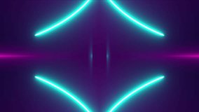 mirrored neon glowing lines random flying with glowing parts. Abstract background with laser beams