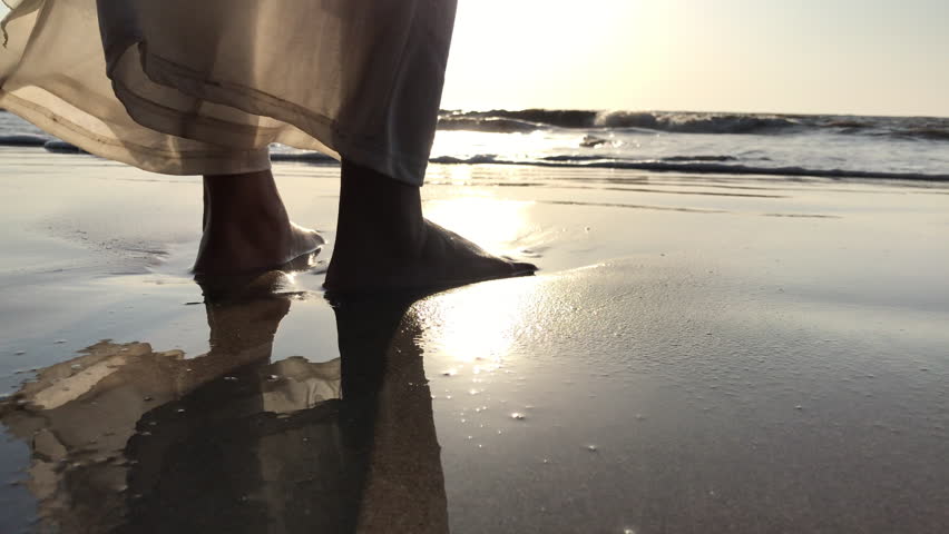 Sea Waves touching Woman's feet. | Shutterstock HD Video #34226230
