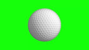 Spinning Golf Ball. 4K clip at 25fps for cinematic motion with a green screen. Isolated on green screen. Infinitely Looping footage.