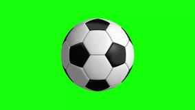 Spinning Soccer Ball. 4K clip at 25fps for cinematic motion with a green screen. Isolated on green screen. Infinitely Looping footage.