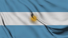 Animation Slow motion loop of an Argentina flag waving in the wind, High quality looped video footage 4k