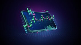 Stock trading terminal in a smartphone, infographic animation. - Powered by Shutterstock - Get 15% off with code: PIKWIZARD15
