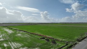 aerial view of agricultural land with drone