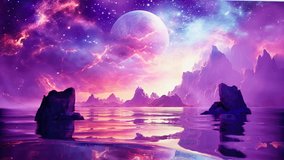 A Vision Of A Purple Sky With Mountains And A Body Of Water Lunar Landscape Digital Art Astronomy - Powered by Shutterstock - Get 15% off with code: PIKWIZARD15