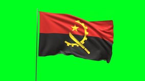 Flag of Angola on green background, Flag looping video