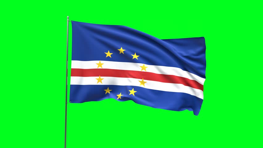 Flag of Cape Verde on green background, Flag looping video
