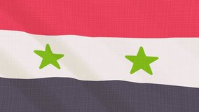 Syria flag waving in the wind. Background with rough textile texture. Animation loop. Element for web site, presentation, import into video.