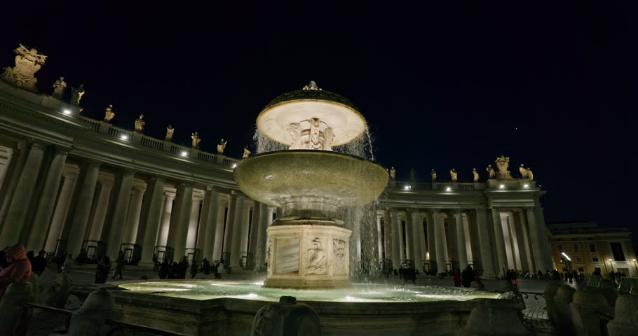 Cityscape of the night Fountains of St. Peter