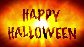 4K Ultra HD Video: Fiery Halloween Cheer - Happy Halloween Words on Fire Background	