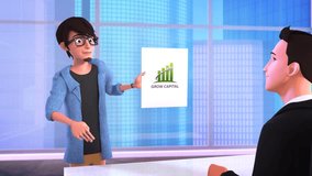 Business discuss 3d cartoon video