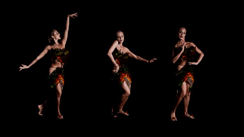 beautiful woman dancing in darkness, multi shot collage, seductive dance show