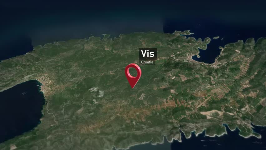 Vis Island Map Zoom (Croatia) from Space to Earth
