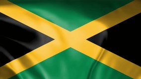 Beautiful Jamaica flag video. 3d  Jamaica Flag Slow Motion video. Jamaica Flag Blowing Close Up. Flags Motion Loop 4K resolution  Background. flag Closeup 4K video