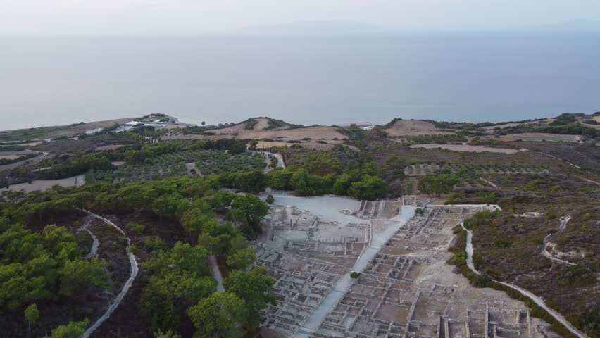 Ancient Kamiros, Rhodes Island, Greece Flyover