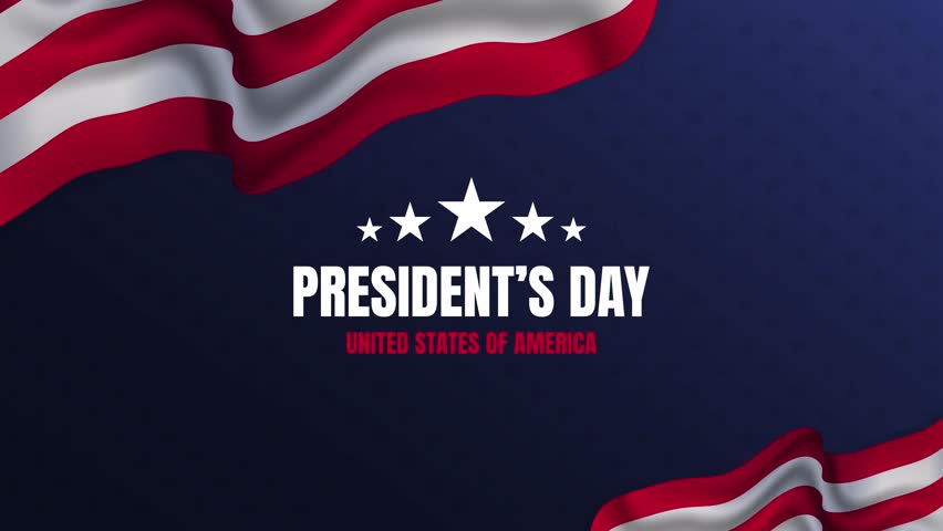 animation of presidents' day in the united states with the backdrop of the waving american flag and the text happy presidents day - Powered by Shutterstock - Get 15% off with code: PIKWIZARD15