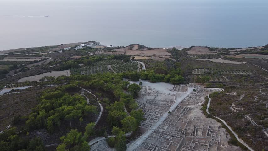 Ancient Kamiros Ruins, Rhodes, Greece Flyover