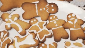 Background video of homemade gingerbread cookies for the holiday. Close-up.