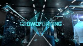 Crowdfunding. IT Administrator Activating Modern Data Center Server with Hologram. - Powered by Shutterstock - Get 15% off with code: PIKWIZARD15