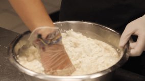 Following Close Up Shot of Woman in Rubber Gloves Kneading Dough - Powered by Shutterstock - Get 15% off with code: PIKWIZARD15
