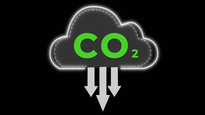 CO2 atmosphere build-up, climate change CO2 reduction needed concept. Alpha included