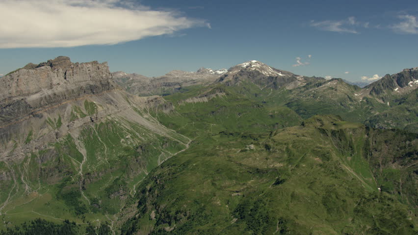Mont Blanc : Aerial view of the Mont Blanc mountain in France, highest mountain in Europe, with the beautiful landscape and view