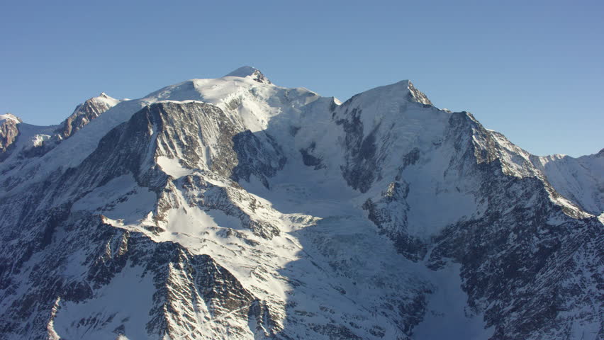 Mont Blanc : Aerial view of the Mont Blanc mountain in France, highest mountain in Europe, with the beautiful landscape and view