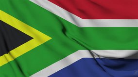 Animation Slow motion loop of an South Africa flag waving in the wind, High quality looped video footage 4k