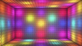 Broadcast Pulsating Hi-Tech Illuminated Cubes Room Stage, Multi Color, Events, 3D, Loopable, 4K