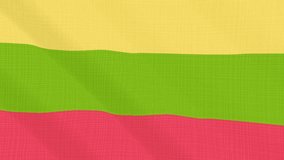Lithuania flag waving in the wind. Background with rough textile texture. Animation loop. Element for web site, presentation, import into video.