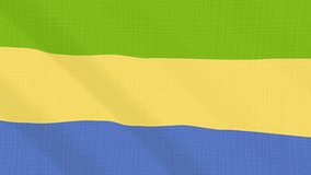 Gabon flag waving in the wind. Background with rough textile texture. Animation loop. Element for web site, presentation, import into video.