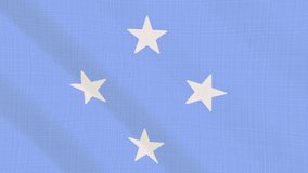 Micronesia flag waving in the wind. Background with rough textile texture. Animation loop. Element for web site, presentation, import into video.