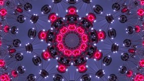 Beautiful shimmering pattern of transparent kaleidoscope balls on a purple background for screen and video editing. Endless video animation. VJ loop