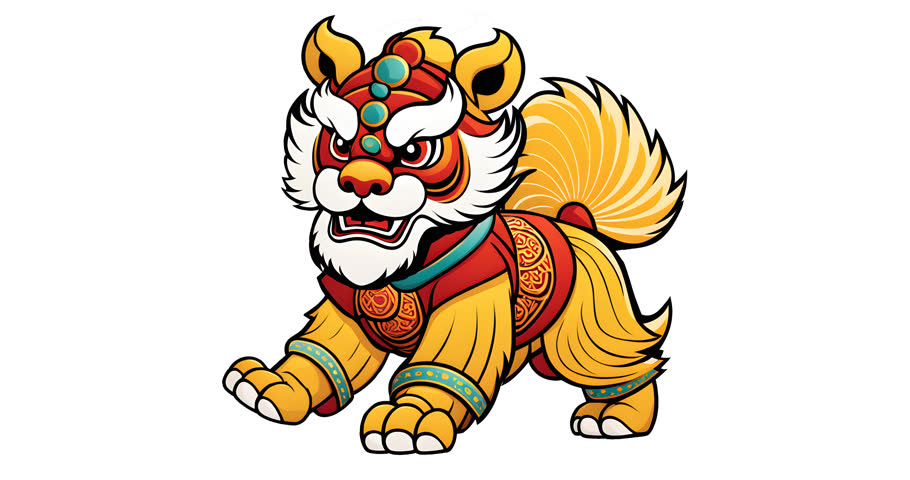 Animated Lion Dance Chinese Lunar Calender 4k Transparent Bakcground