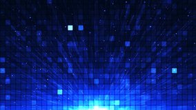 Abstract bright mosaic background. Abstract blue LED background with rays and motion dots. Bright pixel grid background. Abstract explosions with light rays and glowing particles. 3D Illustration - Powered by Shutterstock - Get 15% off with code: PIKWIZARD15