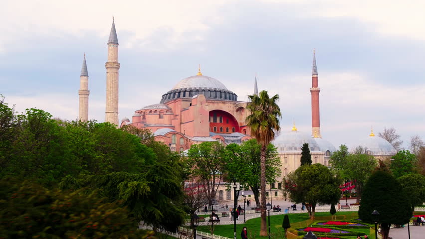 Hagia Sophia aerial footage, Istanbul, jk01