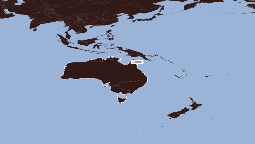 Rotating map of Cairns City, Australia
