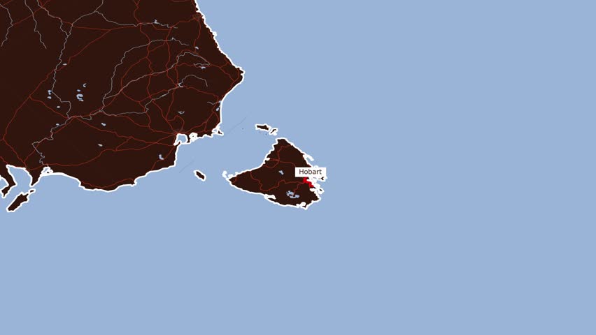 Rotating map of Hobart City, Australia